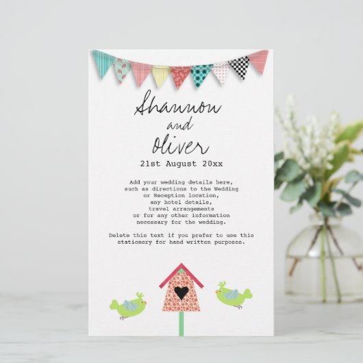 Niedliche Whimsical Birds und Birdhouse-Hochzeiten (Stehend Vorderseite)