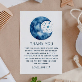 Niedliche Whimsical Blue Moon Himmelsbabydusche Dankeskarte