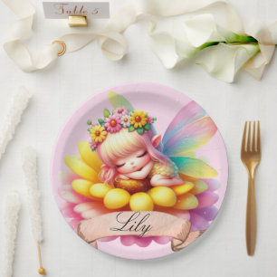 Niedliche Whimsical Blumenstrauß Träume Schlafmärc Pappteller