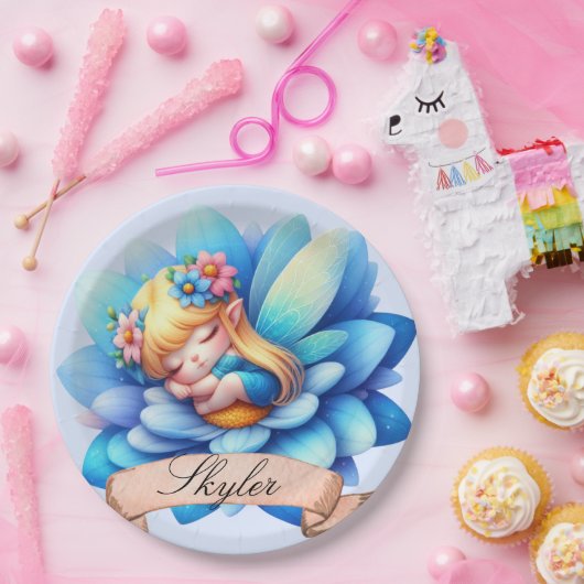 Niedliche Whimsical Blumenstrauß Träume Schlafmärc Pappteller (Party)