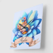 Niedliche Whimsical Blumenstrauß Träume Schlafmärc Quadratische Wanduhr (Winkel)