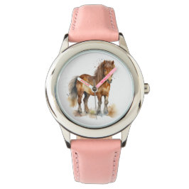Niedliche Whimsical Brown Pony Horids Armbanduhr