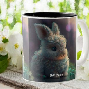Niedliche Whimsical Bunny Rabbit Woodland Personal Zweifarbige Tasse