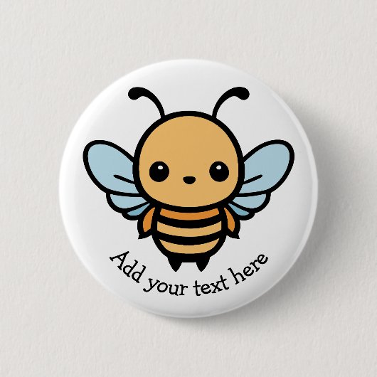 Niedliche Whimsical Cartoon Bee Button (Vorderseite)