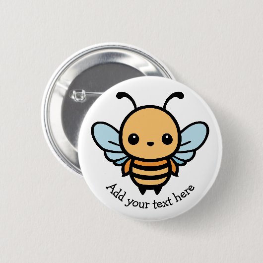 Niedliche Whimsical Cartoon Bee Button (Vorne & Hinten)
