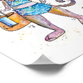 Niedliche Whimsical Cat am Strand Poster (Ecke)