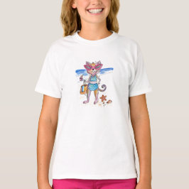 Niedliche Whimsical Cat am Strand T-Shirt