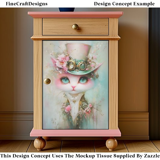 Niedliche whimsical Cat in Steampunk Hat EE8L Deco Seidenpapier