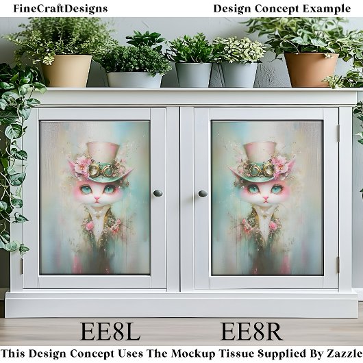 Niedliche whimsical Cat in Steampunk Hat EE8L Deco Seidenpapier