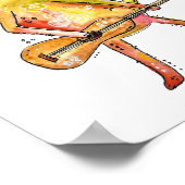 Niedliche Whimsical Cat Playing Gitarre Poster (Ecke)