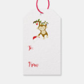 Niedliche Whimsical Christmas Baby Monkey Geschenk Geschenkanhänger (Rückseite)