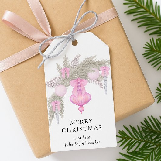 Niedliche Whimsical Christmas Simple Bow Botanical Geschenkanhänger