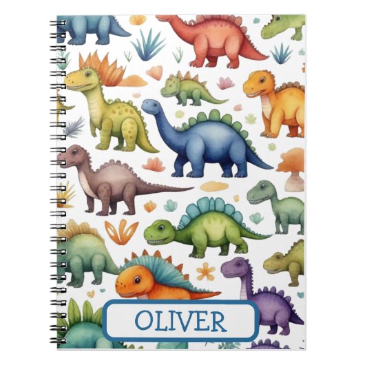 Niedliche Whimsical Dinosaurier Notizblock (Vorderseite)
