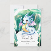 Niedliche Whimsical Dragon Baby-Dusche Dankeskarte (Vorderseite)