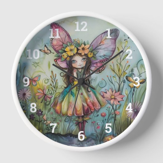 Niedliche Whimsical Fairy Uhr (Vorderseite)