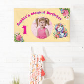Niedliche Whimsical Floral Unicorn Girly 1. Geburt Banner (Insitu)