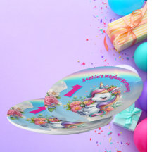 Niedliche Whimsical Floral Unicorn Girly 1. Geburt