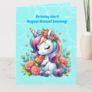 Niedliche Whimsical Floral Unicorn Girly Kindergeb Karte