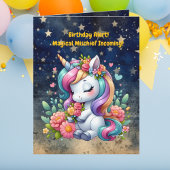 Niedliche Whimsical Floral Unicorn Girly Kindergeb Karte