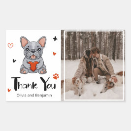 Niedliche Whimsical French Bulldog Danke Foto Rechteckiger Aufkleber