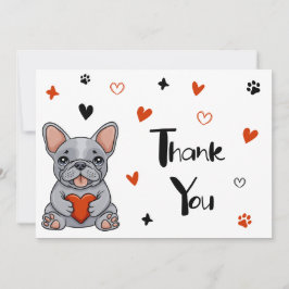 Niedliche Whimsical French Bulldog Wedding Dankeskarte