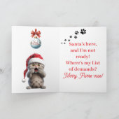 Niedliche Whimsical Funny Cat Weihnachtskarte Karte (Innenseite)