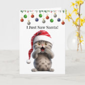 Niedliche Whimsical Funny Cat Weihnachtskarte Karte (Gelbe Blume)