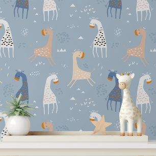 Niedliche Whimsical Giraffe Moderne Kindermuster Tapete
