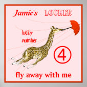 Niedliche Whimsical Giraffe Umbrella Locker Poster (Vorne)