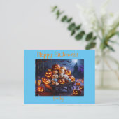 Niedliche Whimsical Halloween Hexe, Personalisiert Postkarte (Stehend Vorderseite)