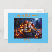 Niedliche Whimsical Halloween Hexe, Personalisiert Postkarte (Vorne/Hinten)