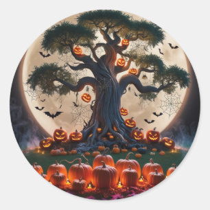 Niedliche Whimsical Halloween Hexe, Personalisiert Runder Aufkleber