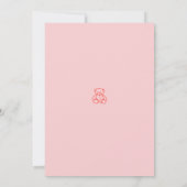 Niedliche Whimsical Hand Drawing Red Pink Baby Dus Einladung (Rückseite)