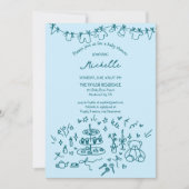 Niedliche Whimsical Hand Drawn Bärenjunge Dusche Einladung (Vorderseite)