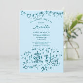 Niedliche Whimsical Hand Drawn Bärenjunge Dusche Einladung (Stehend Vorderseite)