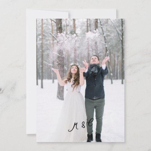 Niedliche Whimsical Hand Drawn Cupid Ski Foto Hoch Einladung (Rückseite)