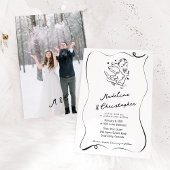 Niedliche Whimsical Hand Drawn Cupid Ski Foto Hoch Einladung