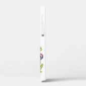 Niedliche Whimsical Happy Cat mit gelber Blume Case-Mate iPhone Hülle (Rückseite / Links)