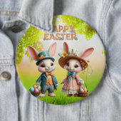 Niedliche, Whimsical Happy Oaster mit 2 Kaninchen Button (Beispiel)