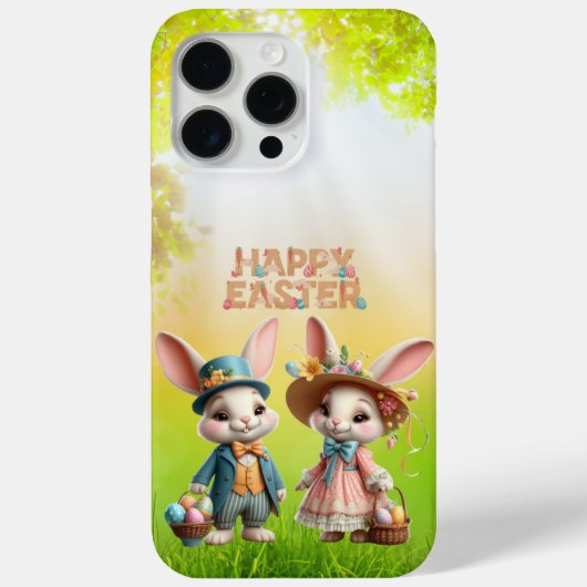 Niedliche, Whimsical Happy Oaster mit 2 Kaninchen Case-Mate iPhone Hülle (Rückseite)
