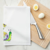 Niedliche Whimsical Happy Snail mit gelben Blumen Geschirrtuch (Viertel Falte)