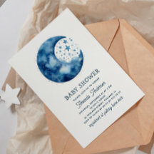 Niedliche Whimsical Himmelblau Mond Babydusche