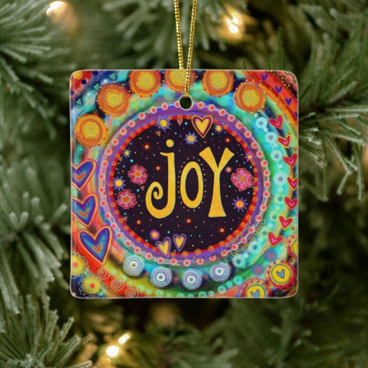 Niedliche Whimsical Joy Fun Inspirivity Keramikornament (Baum)