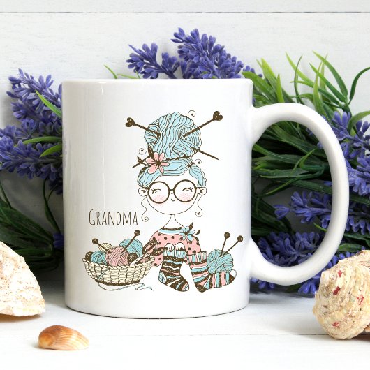 Niedliche Whimsical Knitter Spaß Oma Zweifarbige Tasse