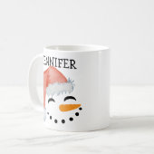 Niedliche Whimsical Lächeln Snowman Gesicht Weihna Kaffeetasse (Vorderseite Links)