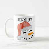 Niedliche Whimsical Lächeln Snowman Gesicht Weihna Kaffeetasse (Links)
