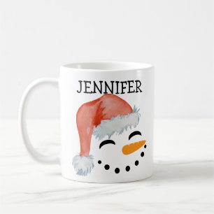 Niedliche Whimsical Lächeln Snowman Gesicht Weihna Kaffeetasse