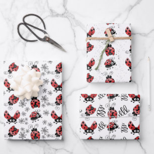 Niedliche Whimsical Ladybugs Geschenkpapier Set