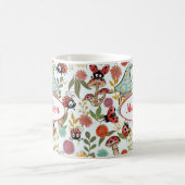 Niedliche Whimsical Ladybugs Mushrooms Blume Monog Kaffeetasse (Mittel)