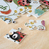 Niedliche Whimsical Ladybugs Mushrooms Blume Monog Puzzle (Seite)